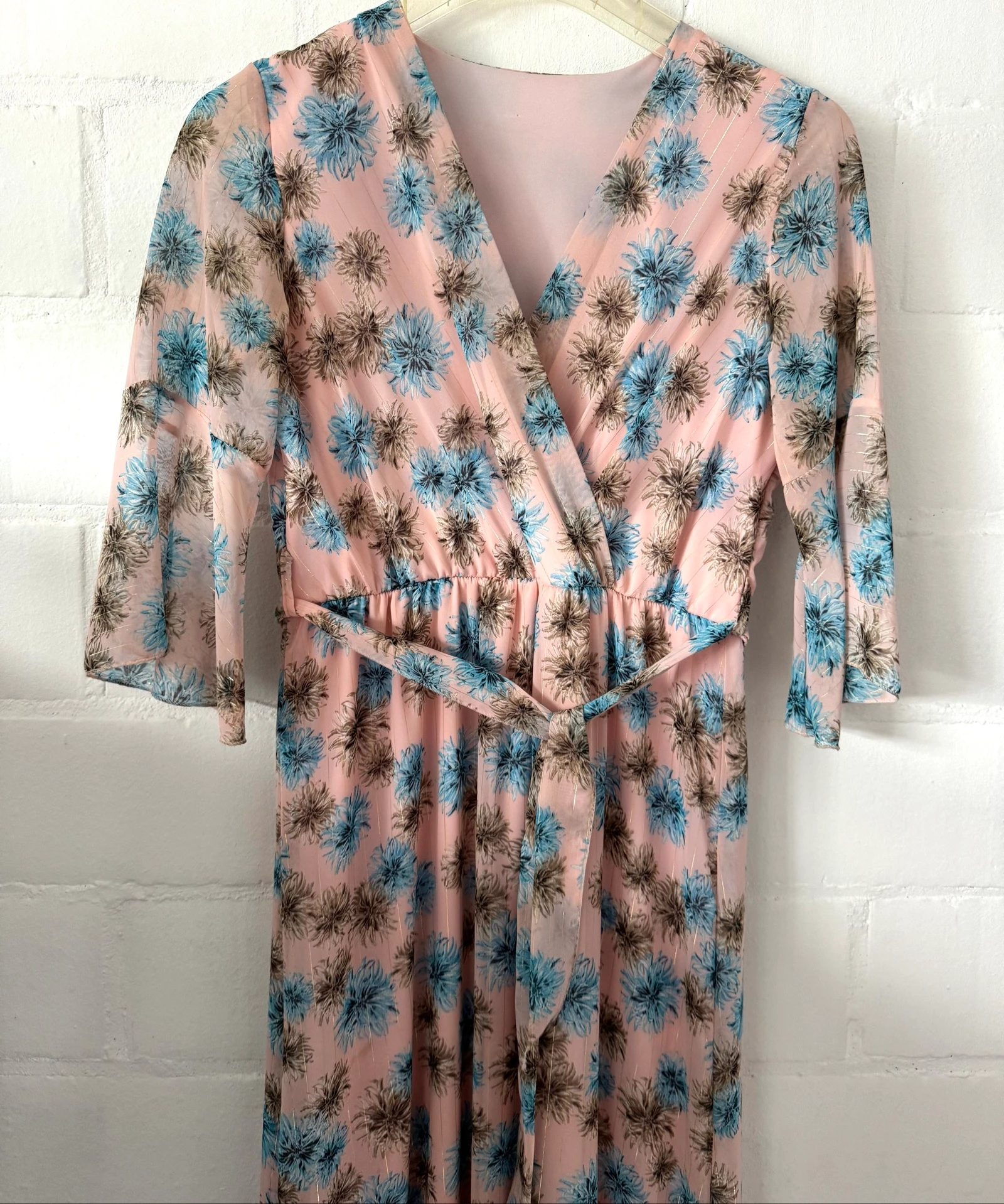 Long floral dress with gold thread size L – photo 4